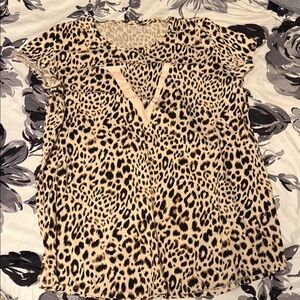Leopard Print V-Neck Women's Short Sleeve Nightie